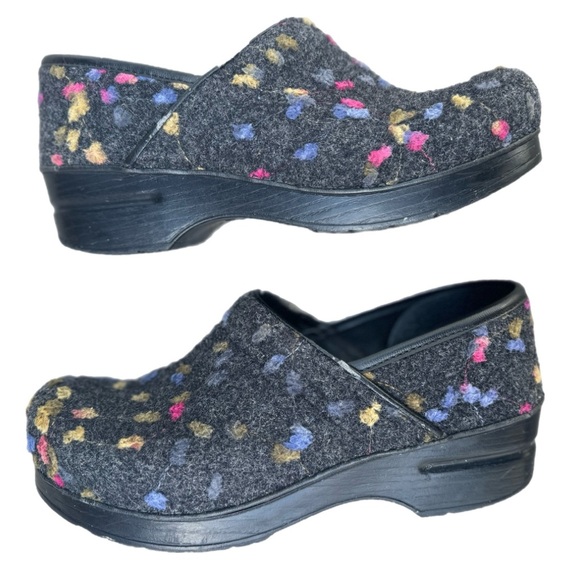 Dansko Wool Pro Grey n Multi Color Accents Nursing Clogs Shoes EUR 38 US 7.5-8 - Picture 3 of 9